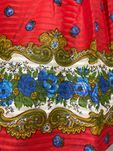 Load image into Gallery viewer, 1950s Striped Floral Paisley Border Print A-Line Skirt with Sash – Size M
