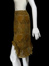 Load image into Gallery viewer, 2000s Animal Print Asymmetrical Ruffle Hem Pencil Skirt – Size M
