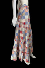 Load image into Gallery viewer, 1970s Patchwork Print Ruffle Hem Maxi Skirt – Size M
