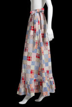 Load image into Gallery viewer, 1970s Patchwork Print Ruffle Hem Maxi Skirt – Size M
