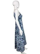 Load image into Gallery viewer, 1990's Long Blue Floral Sun Dress Size S
