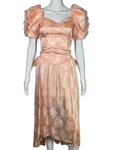 Load image into Gallery viewer, 1980's Peach Brocade Formal Dress Size XS
