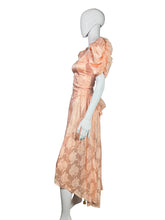 Load image into Gallery viewer, 1980's Peach Brocade Formal Dress Size XS
