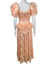 Load image into Gallery viewer, 1980's Peach Brocade Formal Dress Size XS
