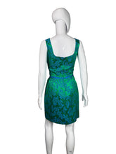 Load image into Gallery viewer, 1960's Green and Blue Cocktail Dress and Jacket Set Size M
