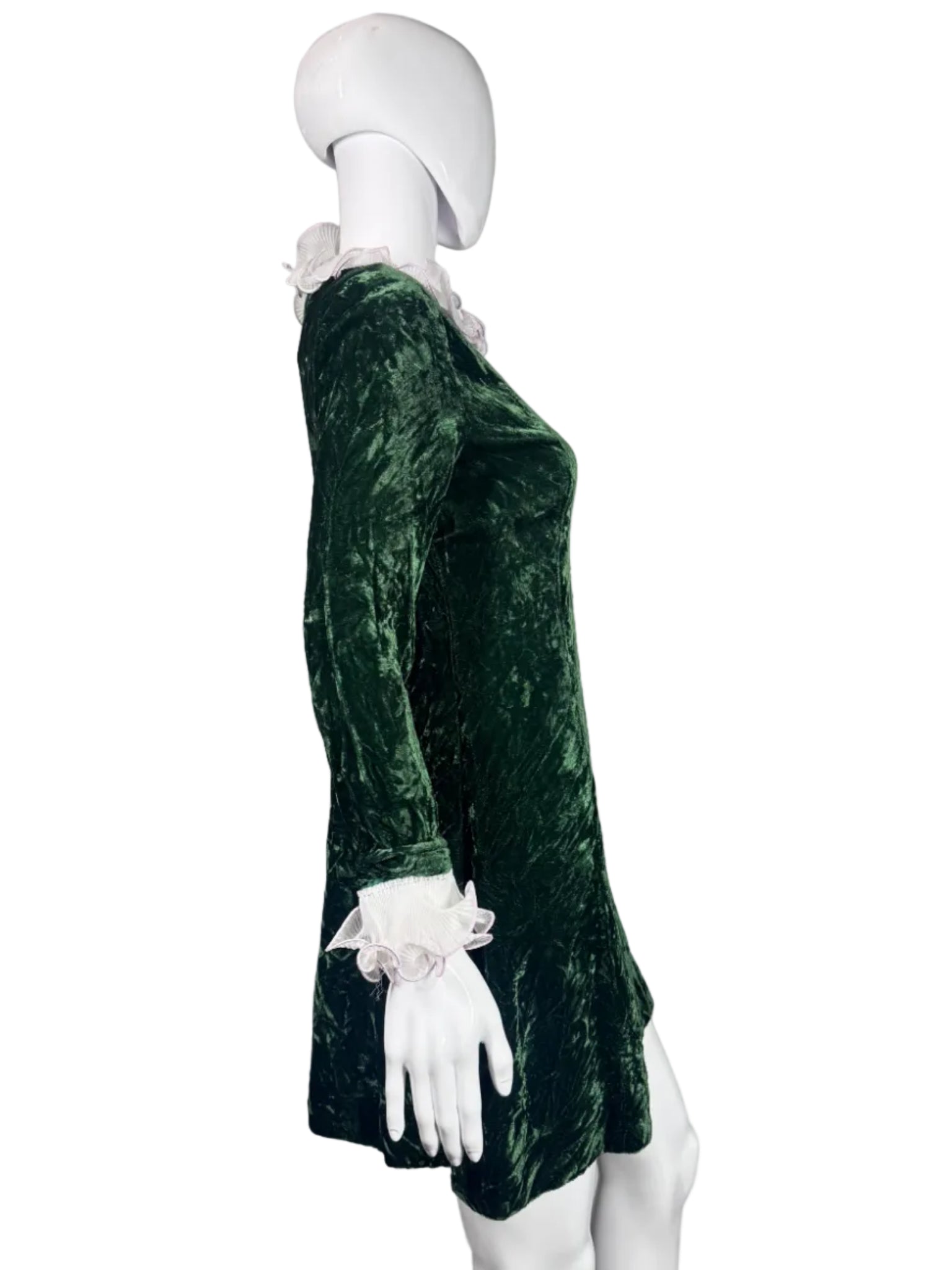 1970's Green Crushed Velvet Mini Dress Size S/M Antique Sugar 1970's Green Crushed Velvet Mini Dress Size S/M Antique Sugar