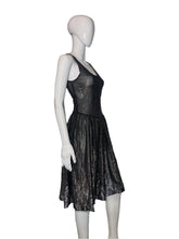 Load image into Gallery viewer, 1980&#39;s Black and Silver Lamè Glitter Dress Size S
