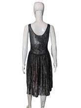 Load image into Gallery viewer, 1980&#39;s Black and Silver Lamè Glitter Dress Size S
