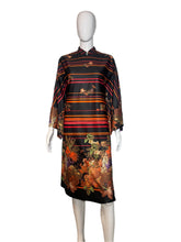 Load image into Gallery viewer, 1970&#39;s Fall Striped Poly Dress Size M
