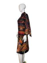 Load image into Gallery viewer, 1970&#39;s Fall Striped Poly Dress Size M
