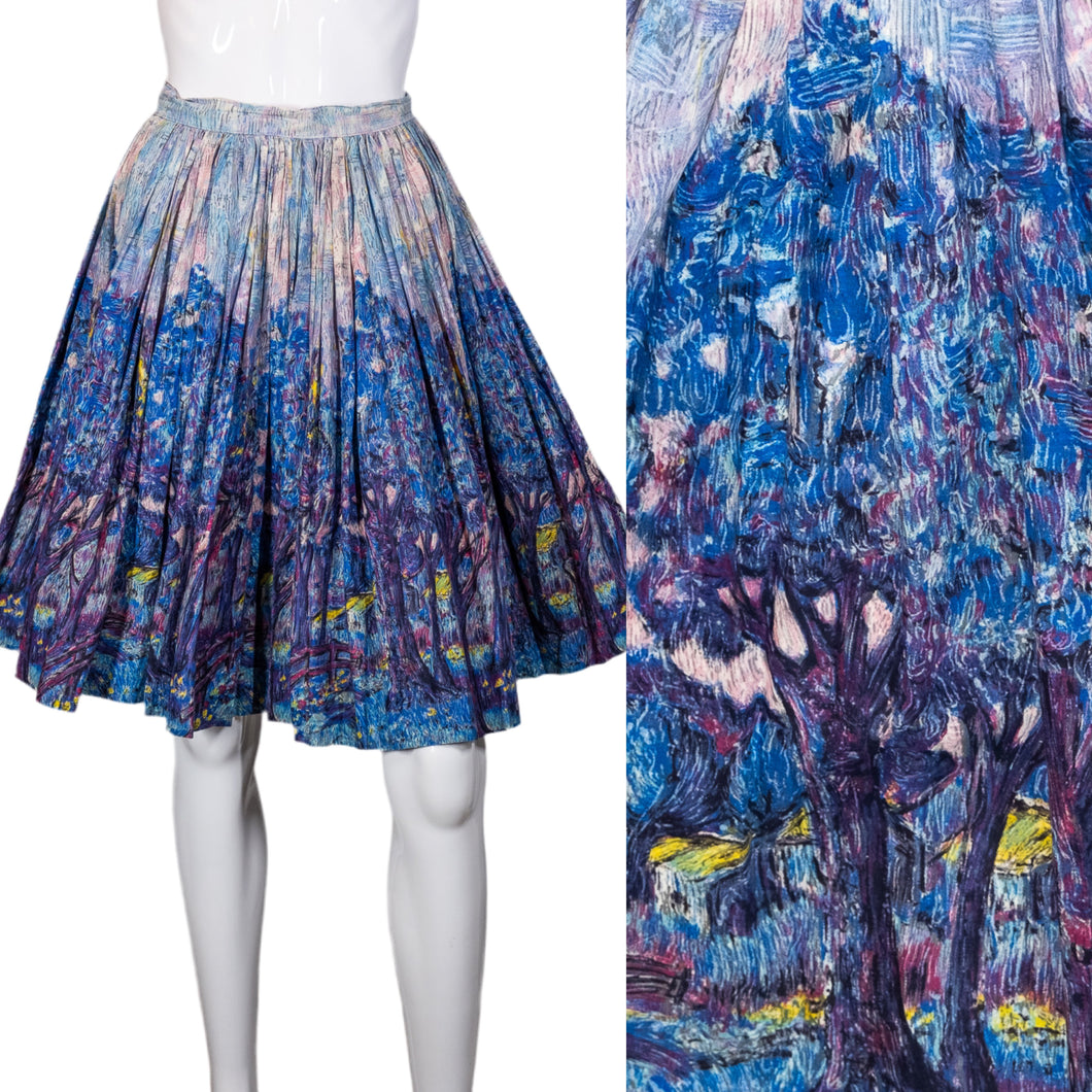 1950's Van Gogh Style Circle Skirt Size XS