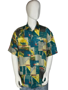 1990's One Eight Hundred Abstract Silk Shirt Size M/L