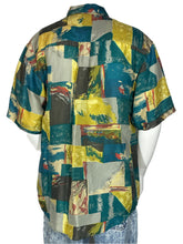 Load image into Gallery viewer, 1990&#39;s One Eight Hundred Abstract Silk Shirt Size M/L
