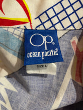 Load image into Gallery viewer, 1980&#39;s Ocean Pacific Surf Print Cotton Button Up Size L/XL
