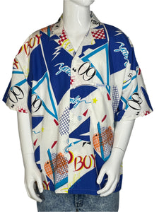 1980's Ocean Pacific Surf Print Cotton Button Up Size L/XL
