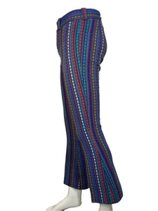 1960's Purple Striped Wool Flared Pants Waist 32