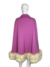 Load image into Gallery viewer, 1960&#39;s Lavender Cape with Faux Fur Trim One Size
