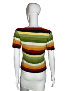 1990's Striped Short Sleeve Sweater Size S