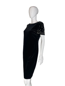 2000's Y2K Designer Velvet & Pearl Dress Size S/M