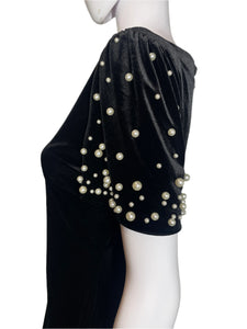 2000's Y2K Designer Velvet & Pearl Dress Size S/M