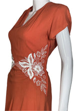 Load image into Gallery viewer, 1940&#39;s Beaded Coral Rayon Dress Size S
