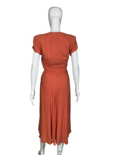 Load image into Gallery viewer, 1940&#39;s Beaded Coral Rayon Dress Size S
