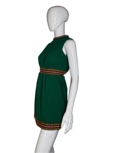 1970's Green Poly Mini Dress Size XS