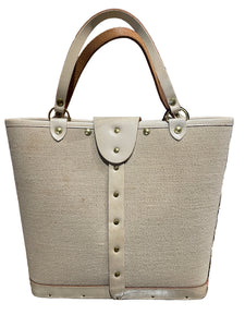 Beige handbag with metal accents 