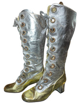Load image into Gallery viewer, Metallic knee-high boots with decorative elements 
