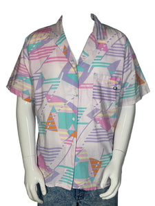 1980's Pastel Ocean Pacific Button Up Size L