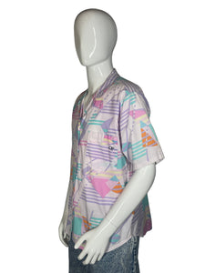 1980's Pastel Ocean Pacific Button Up Size L