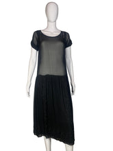 Load image into Gallery viewer, 1920&#39;s Black Beaded Chiffon Evening Dress Size M/L
