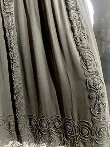 1920's Black Beaded Chiffon Evening Dress Size M/L