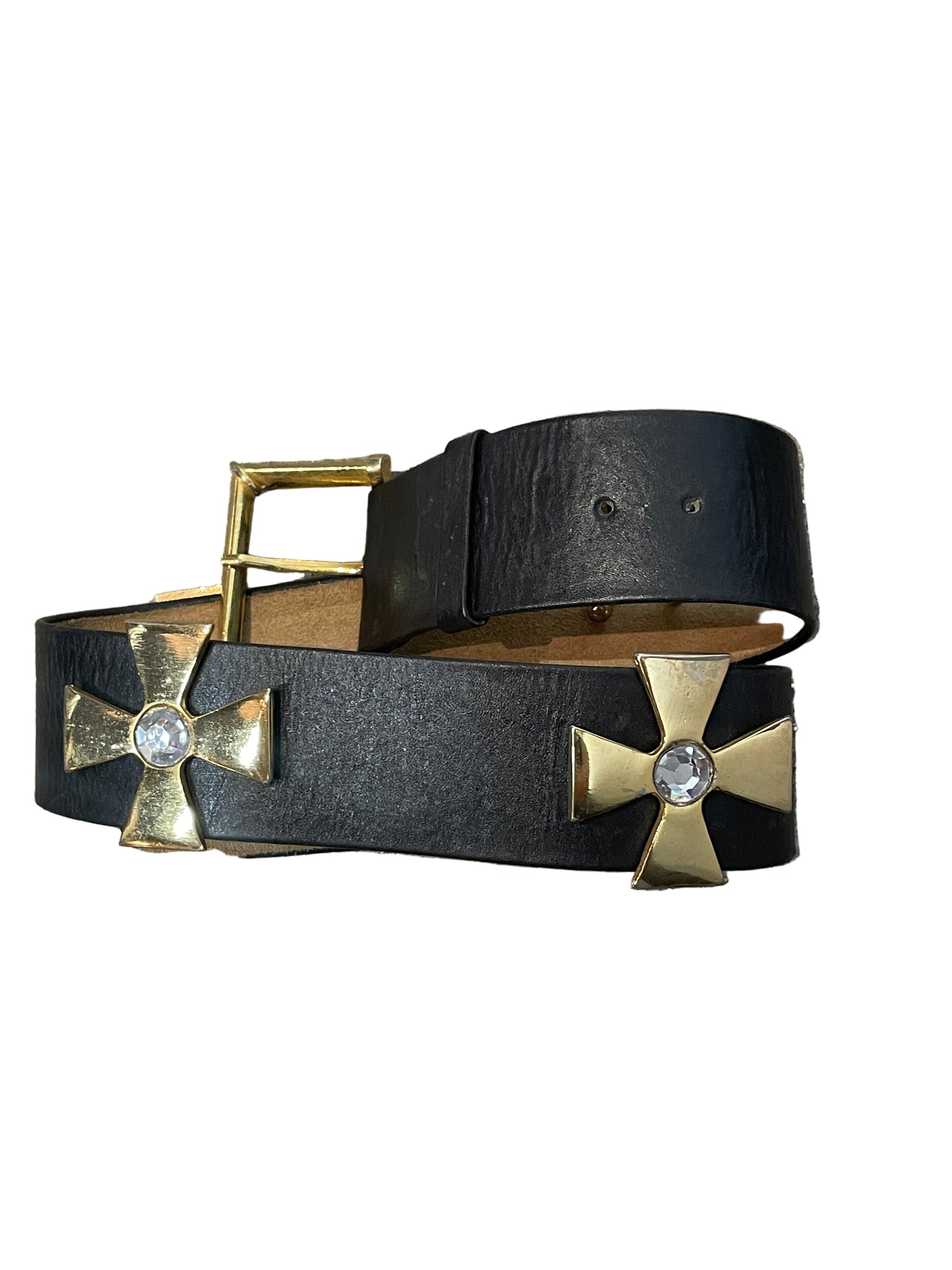 Vintage Christian Dior Leather and Gold Belt Size 27