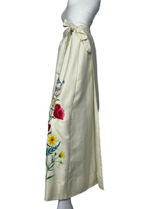 1970's Floral Embroidered Wrap Skirt Size S