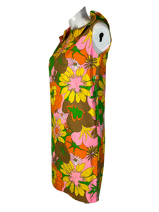 1960's Floral Tiki Mini Dress Size S