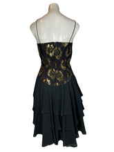 Load image into Gallery viewer, 1980&#39;s Black and Gold Party Dress Size S

