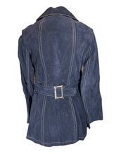 Load image into Gallery viewer, 1970&#39;s Navy Blue Leather Jacket Size S
