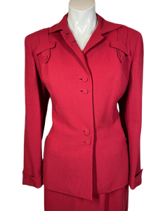 1940's Wine Red Two Piece Skirt Suit Size M