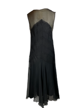Load image into Gallery viewer, 1920&#39;S Black lace and Chiffon Flapper Dress Size M
