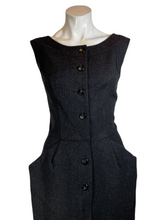 Load image into Gallery viewer, 1950&#39;s Charcoal Wool Wiggle Dress Size S/M
