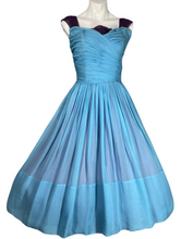 Load image into Gallery viewer, 1950’s Blue and Purple Chiffon Party Dress Size S
