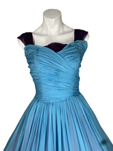 Load image into Gallery viewer, 1950’s Blue and Purple Chiffon Party Dress Size S
