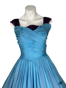 1950’s Blue and Purple Chiffon Party Dress Size S