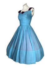 Load image into Gallery viewer, 1950’s Blue and Purple Chiffon Party Dress Size S
