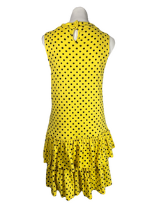 1980’s Yellow and Black Polka Dot Dress Size M
