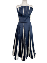 Load image into Gallery viewer, 1980’s Pleated Striped Victor Costa Party Dress Size M
