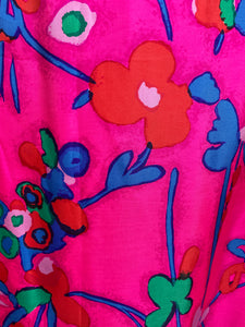 1960’s Neon Floral Suzy Perette Gown Size M