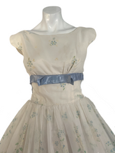 Load image into Gallery viewer, 1950’s Dreamy Flocked Floral Party Dress Size S/ M
