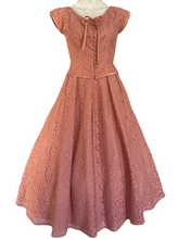 Load image into Gallery viewer, 1950’s Pink Lace Party Dress Size S/M
